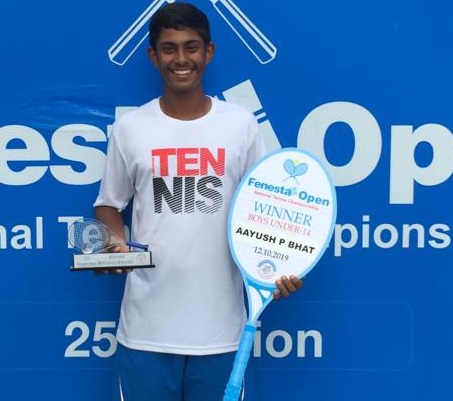 Aayush P Bhat  won the U - 14 singles title at the Fenesta Open  